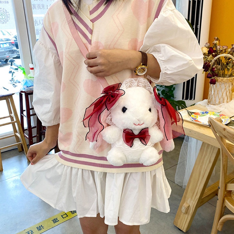 Túi Đeo Chéo Hình Thỏ Nhồi Bông Dễ Thương Dành Cho Nữ