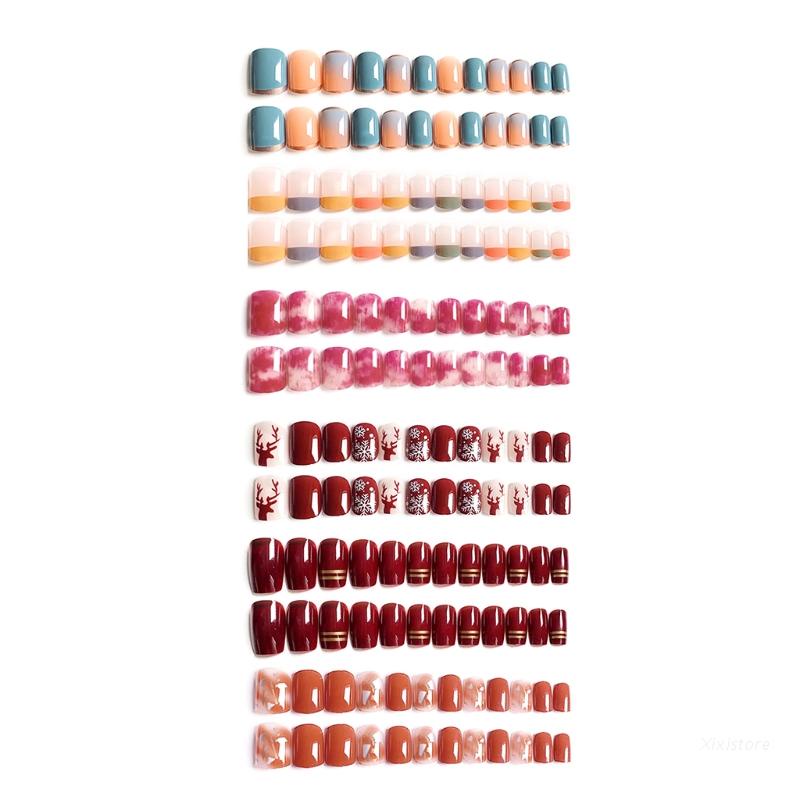 [Hàng mới về] Móng giả dài nhiều màu thời trang có thể đeo tiện dụng cho nữ kèm phụ kiện