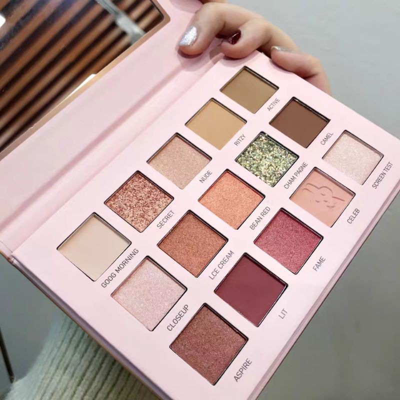 Bảng Mắt 15 Ô Thỏ Xinh RUHUATUO EYE SHADOW Bảng Phấn Màu Mắt Nhũ Lì Kim Tuyến Tặng Gương Nội Địa Trung Thỏ Nơ Xinh