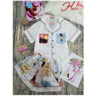 Bộ ngủ đùi pijama lụa satin 2