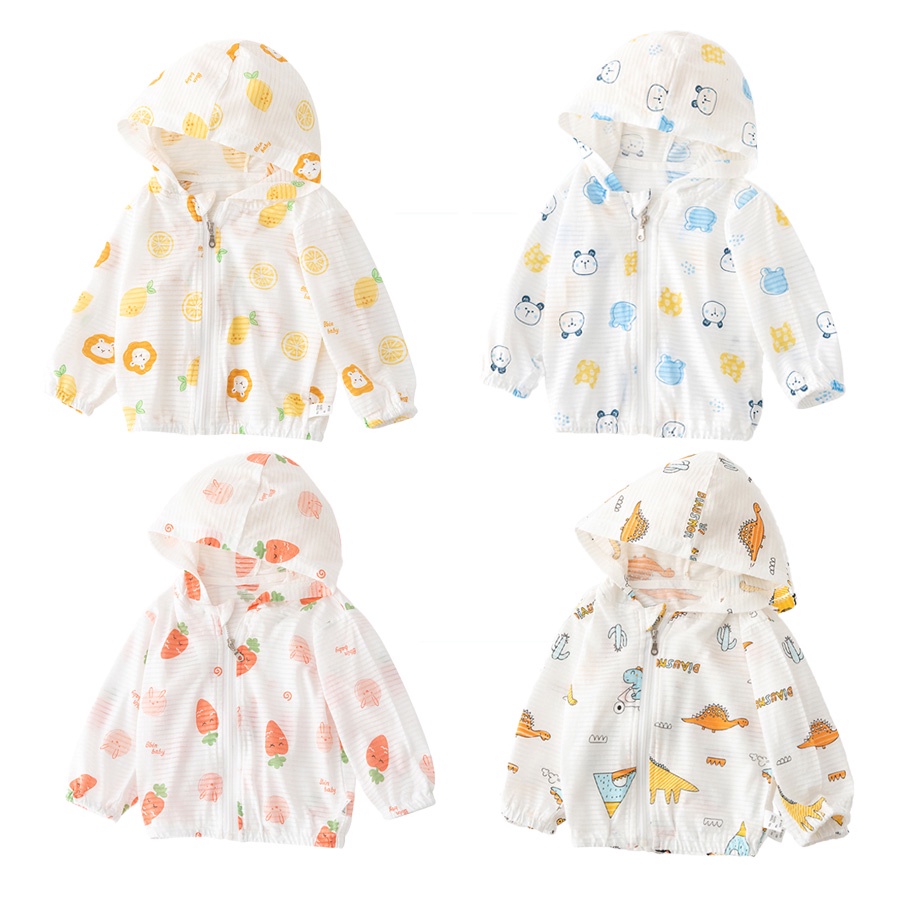 Áo khoác chống nắng LuckyCandy bằng cotton mỏng thoáng khí in họa tiết hoạt hình thời trang mùa hè dành cho trẻ em