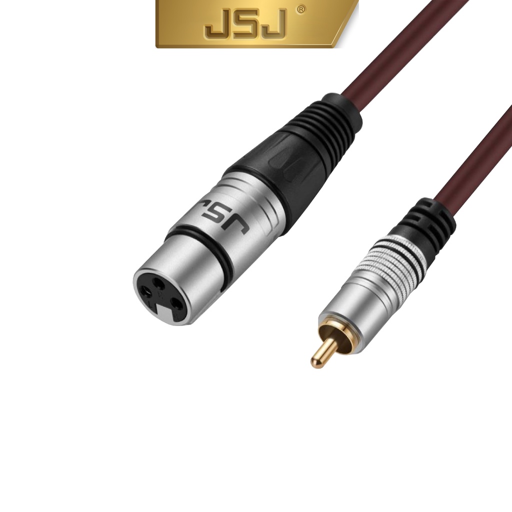 Dây canon (XLR) cái ra đầu bông sen (AV/RCA) JSJ 607 dài 1m lõi đồng nguyên chất, đầu cắm mạ vàng chống mài mòn