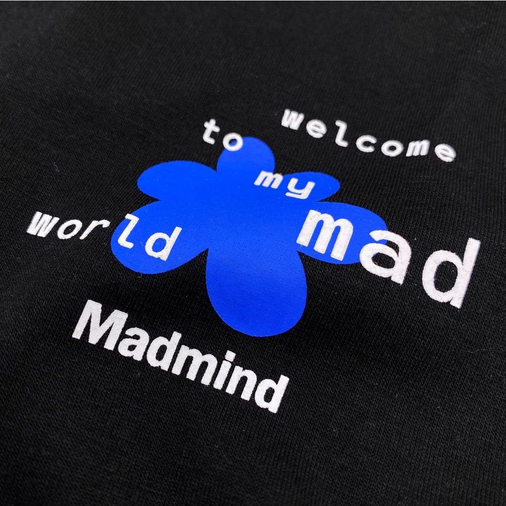 MADMIND® Chính Hãng - Áo thun Mad Flower  màu đen - cổ tròn, cotton thoáng mát - Essential Collection Form Rộng Unisex