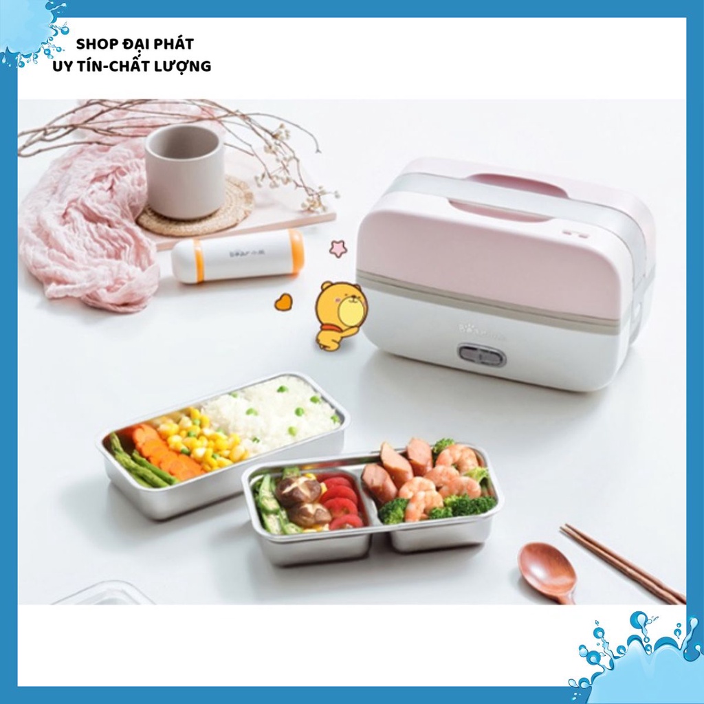 Hộp cơm cắm điện Bear DFH-B10Q3, 1.0 lít,inox 304, nấu chín cơm, hâm nóng, giữ nhiệt, hộp cơm văn phòng, cặp lồng điện