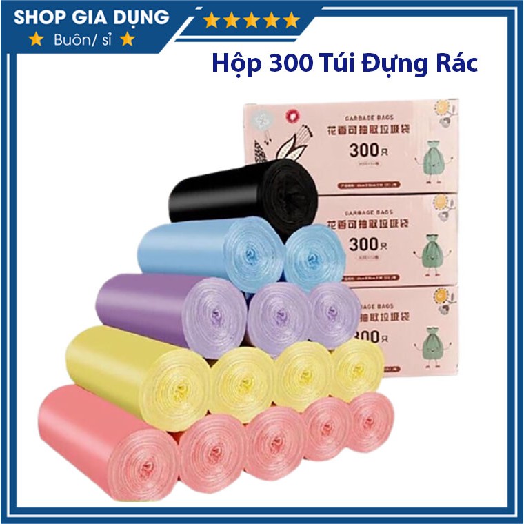 [Mã LIFE1404ALL50K giảm 10% đơn 200K] Hộp 300 Túi Đựng Rác Siêu Dai Mix Màu Kích Thước 45 x 50 cm