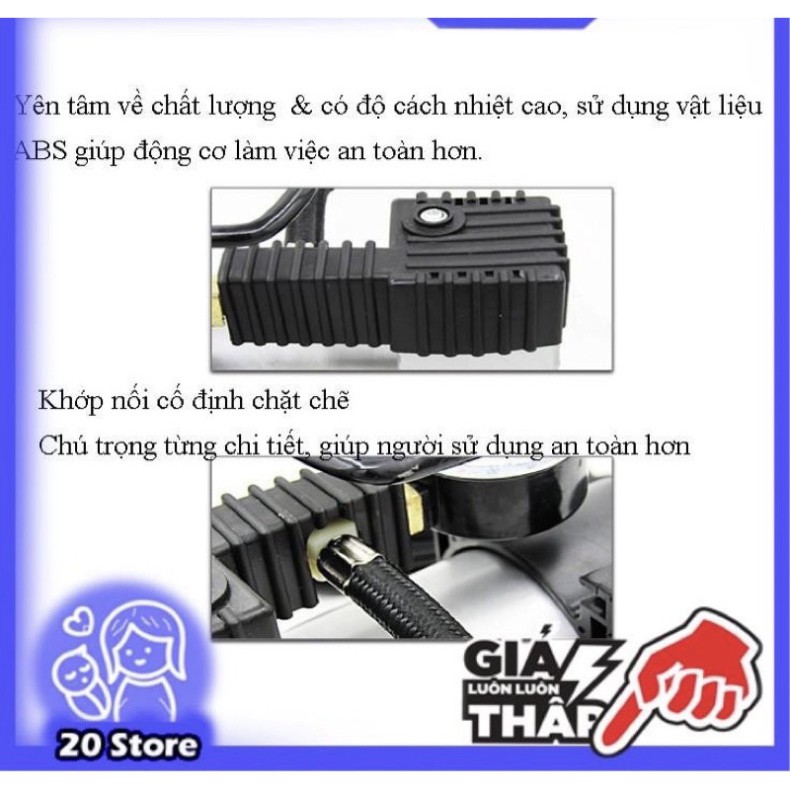 BƠM Ô TÔ - XE MÁY Mini 12V - 220V 150Psi cắm cổng sạc xe hơi - Có đồng hồ đo áp suất - BH 6 tháng [Mã FASHION] [Mã FREES