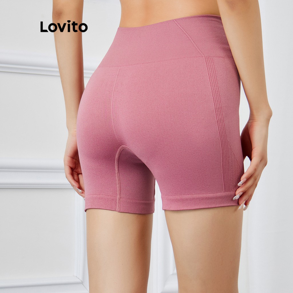 Quần đùi Lovito lưng cao phối hoạt hình phong cách thể thao L15X230 (Màu hồng)