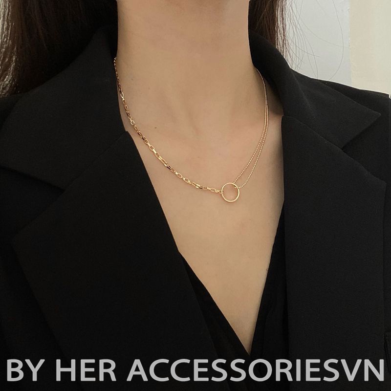 Dây Chuyền, Vòng Cổ Nữ 2 Tầng Có Thể Tách Rời Mặt Tròn Phối Mặt Cổ Điển Her Accessories C16