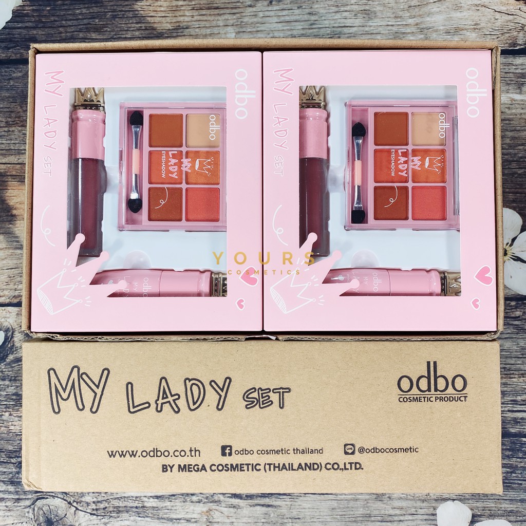 [Auth Thái] Set Bảng Mắt Mascara Và Son Tông Hồng Đào Odbo Lady Set OD1035 No.03