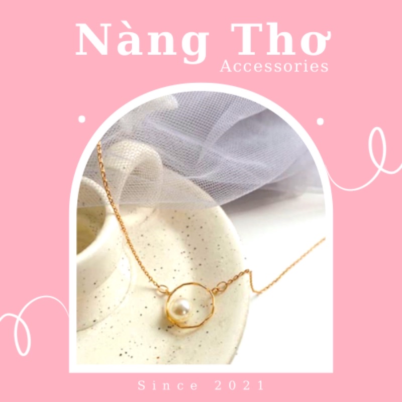 Vòng cổ, dây chuyền mặt tròn mix ngọc trai nhân tạo Nàng Thơ Accessories