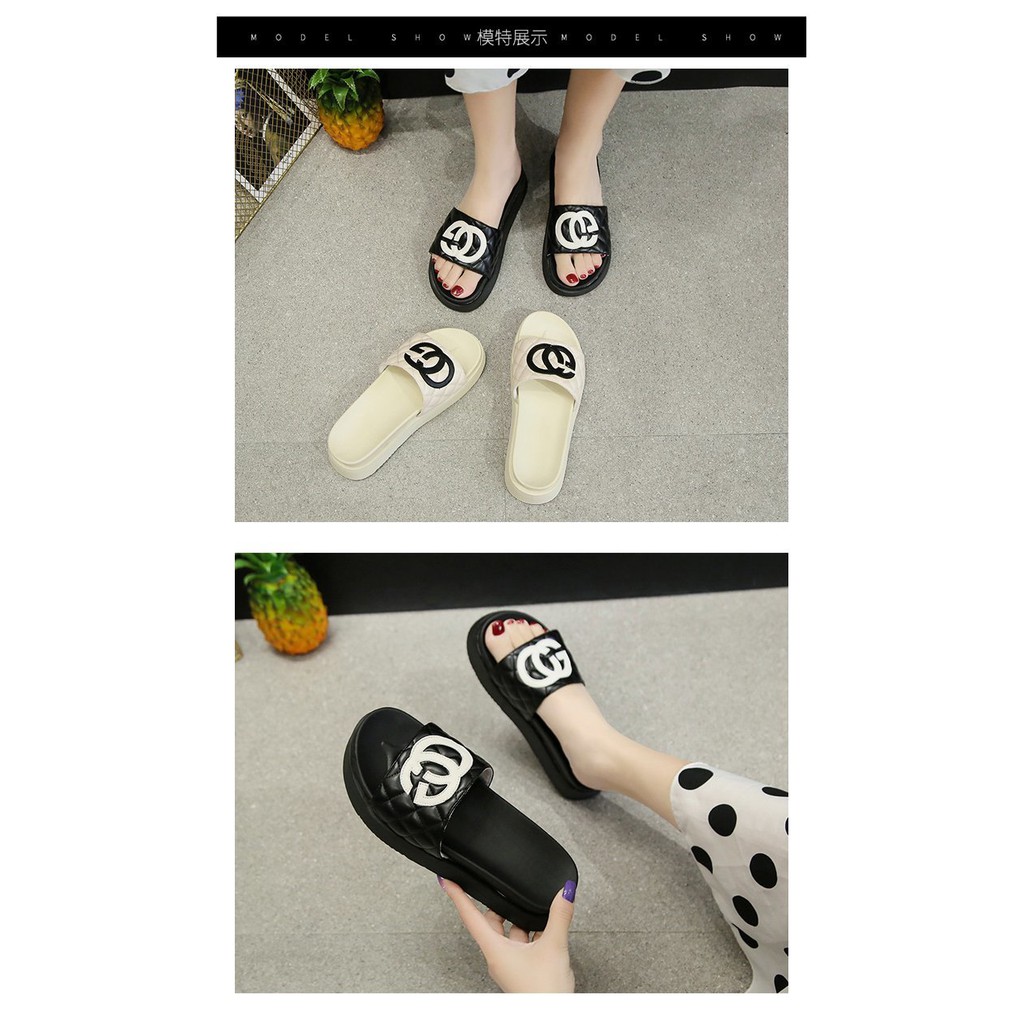 Dép quai ngang đế dày 1.97 inch size 35-40 thiết kế đơn giản cho nữ