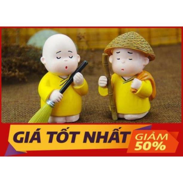 HCM - [SIZE LỚN] Bộ Tượng 3 Chú Tiểu Áo Vàng Siêu Dễ Thương