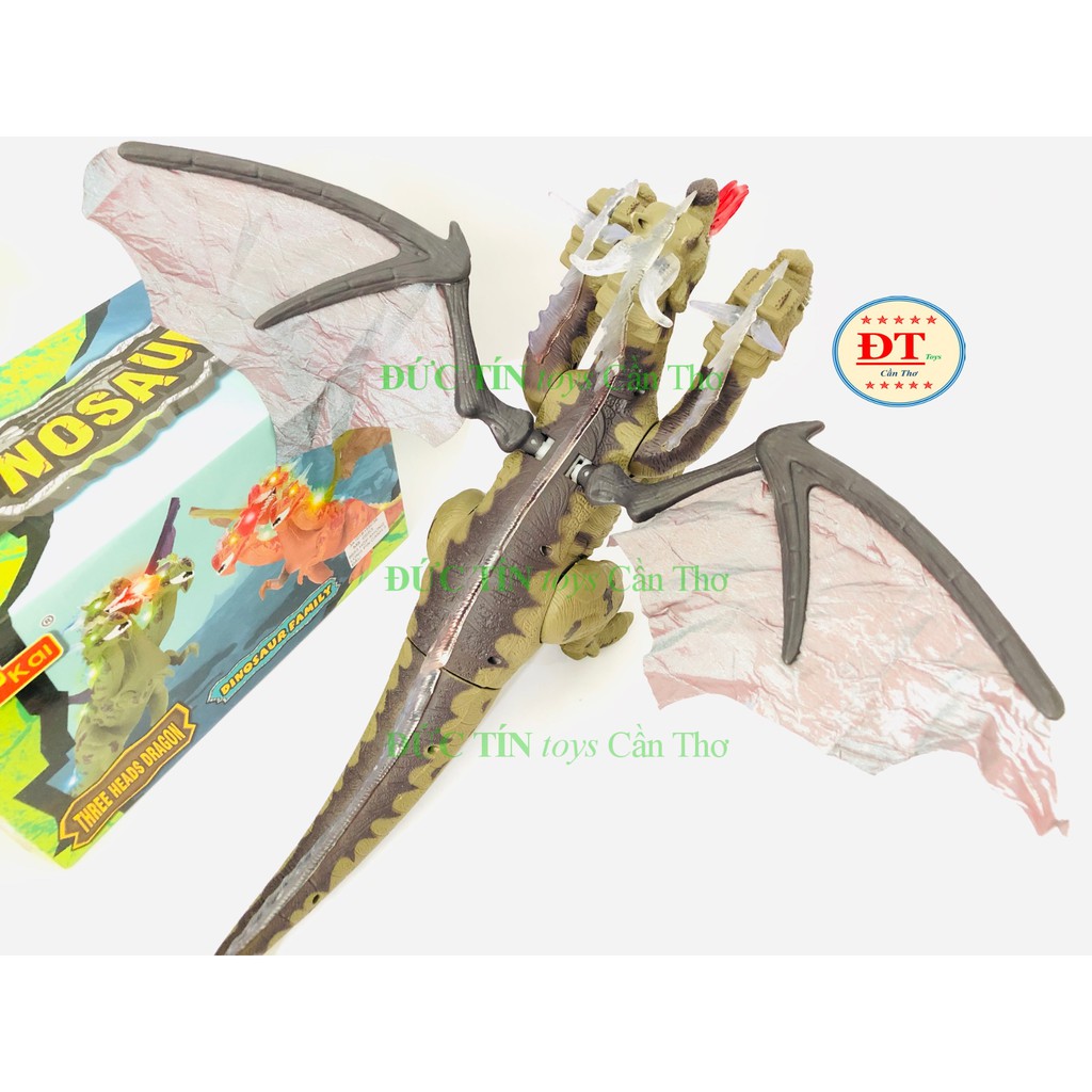 ĐỒ CHƠI KHỦNG LONG PIN 3 ĐẦU PHUN LỬA, CÁNH VẢI SIZE TO