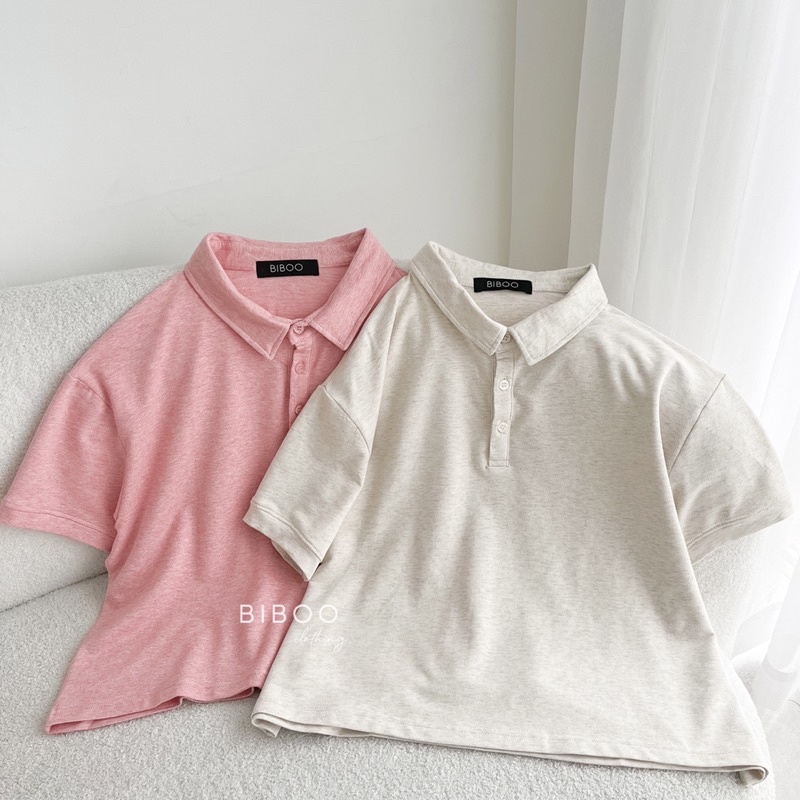 BIBOO - Áo polo croptop trơn form rộng chất liệu dày dặn, mịn mát PLAIN POLO CROPTOP