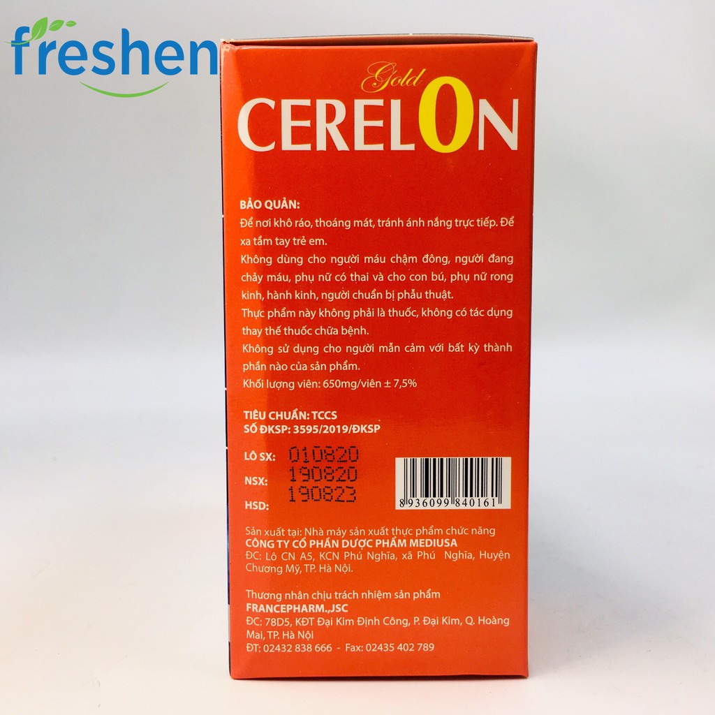 Bổ não CERELON GOLD hoạt huyết dưỡng não, ngăn ngừa tai biến, giảm các triệu chứng tiền đình