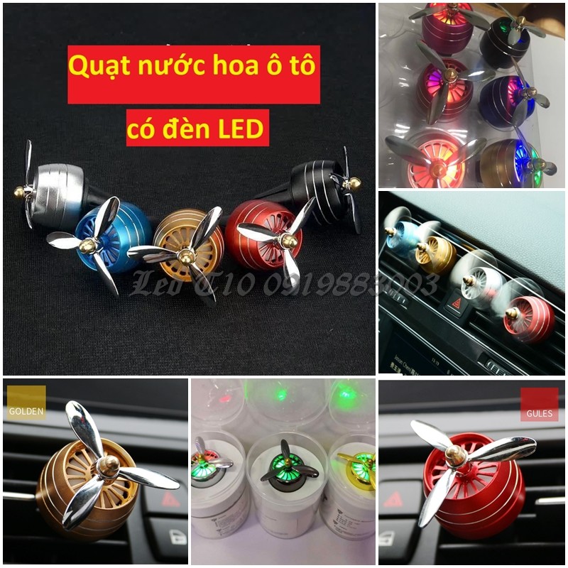 Quạt nước hoa thơm kẹp cửa gió điều hòa ô tô có đèn LED