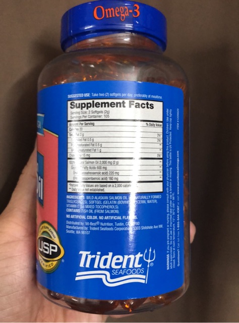 Viên dầu cá hồi Pure Alaska Salmon Oil Omega 3 1000 mg lọ 210 viên | Thế Giới Skin Care