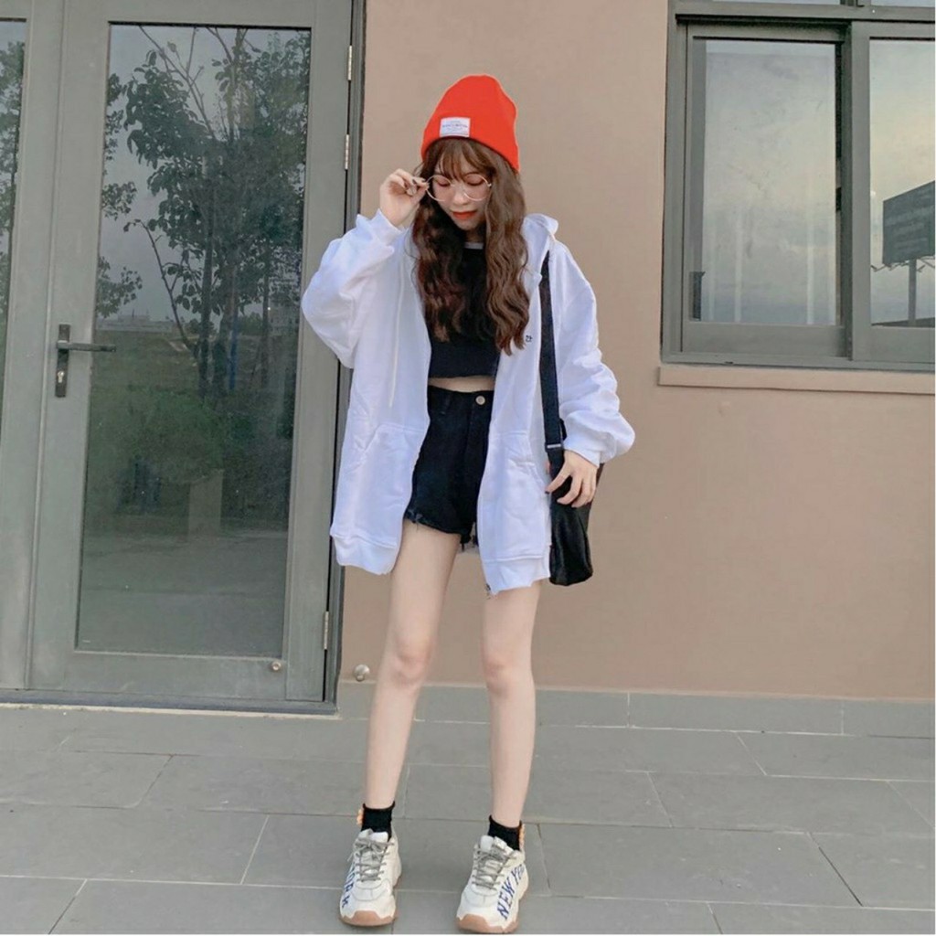 áo khoác nữ hoodie in hình trái tim xinh xắn