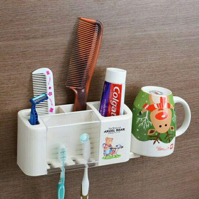 Hộp Cắm Bàn Chải, kem đánh răng Tiện Dụng Có chỗ úp cốc