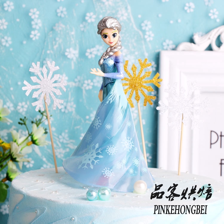 Que cắm trang trí bánh kem hình công chúa băng giá hoạt hình Disney Elsa Anna dành cho sinh nhật bé