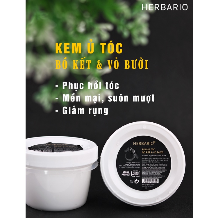 Kem ủ tóc bồ kết &amp; vỏ bưởi herbario 200ml giúp tóc óng ả, mềm mại