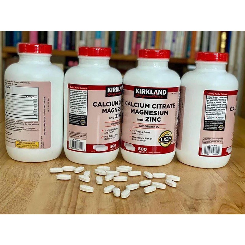 Viên uống Kirkland Calcium Citrate Magnesium and Zinc 500 viên của Mỹ