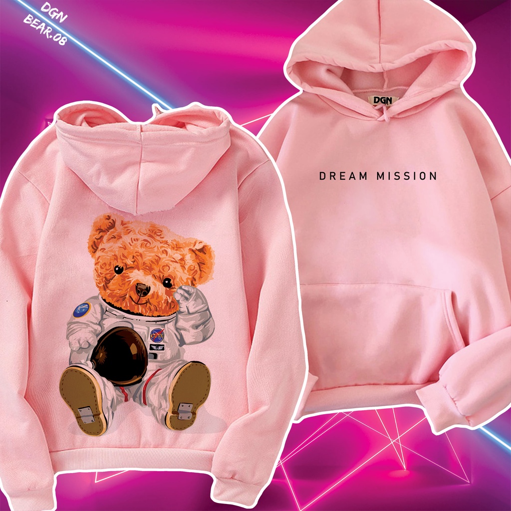Hoodie hồng gấu thiết kế BEAR.08