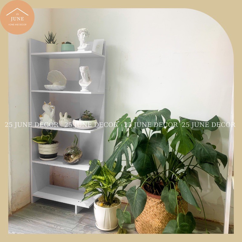 Kệ Sách Trắng ✅Miễn Ship✅ Kệ Để Sách Góc Tường Gỗ MDF Chịu Lực Cao