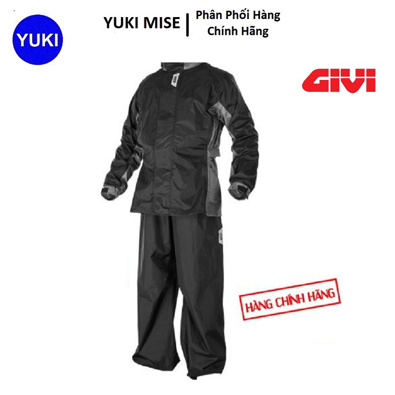 ⚡️Hàng Chính Hãng⚡️Bộ Áo Mưa Givi RIDER TECH Rain Suit Black Grey RRS07 YUKI MISE Phân Phối Chính Hãng💯