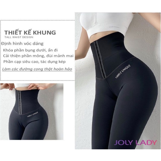 Quần legging latex có móc cài eo, giảm eo tạo dáng, mặc tập gym, định hình vóc dáng JoLy LaDy
