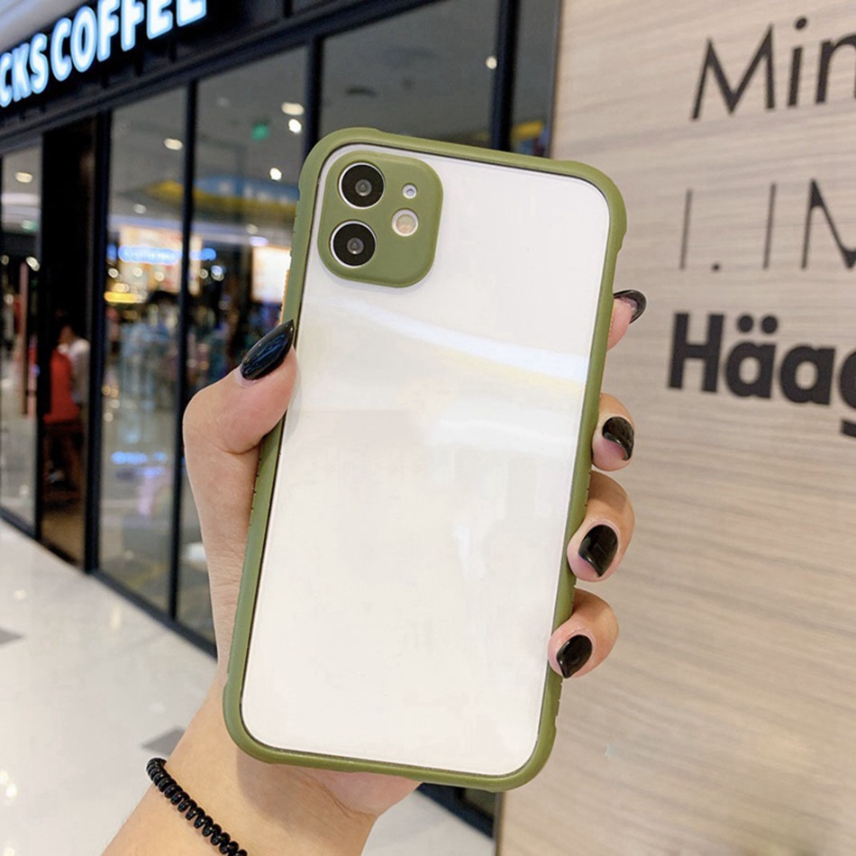 Ốp điện thoại cứng trong suốt viền mềm cho OPPO RENO 3 4 A3S A5S A7 A8 A12E A31 A15s A5 A9 2020