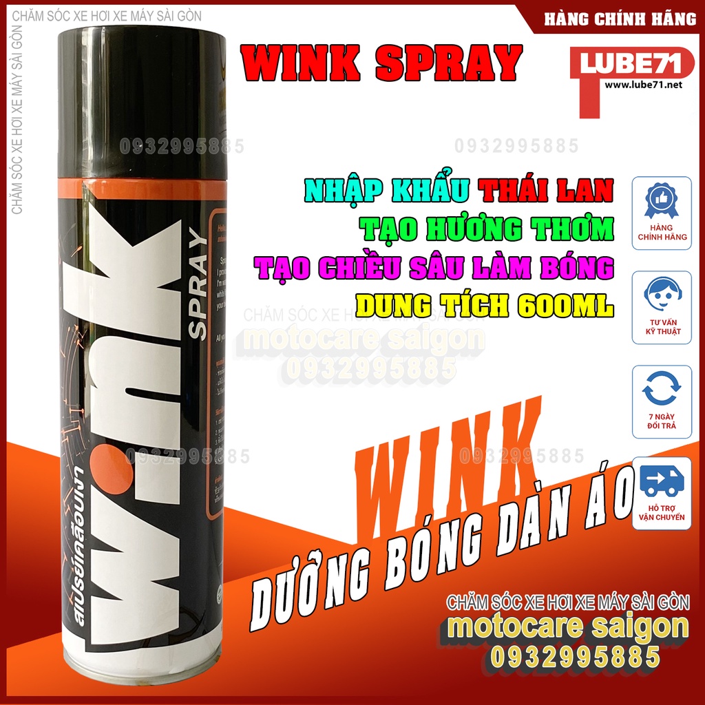 Chai xịt làm bóng nhanh dàn áo Wink 600ml