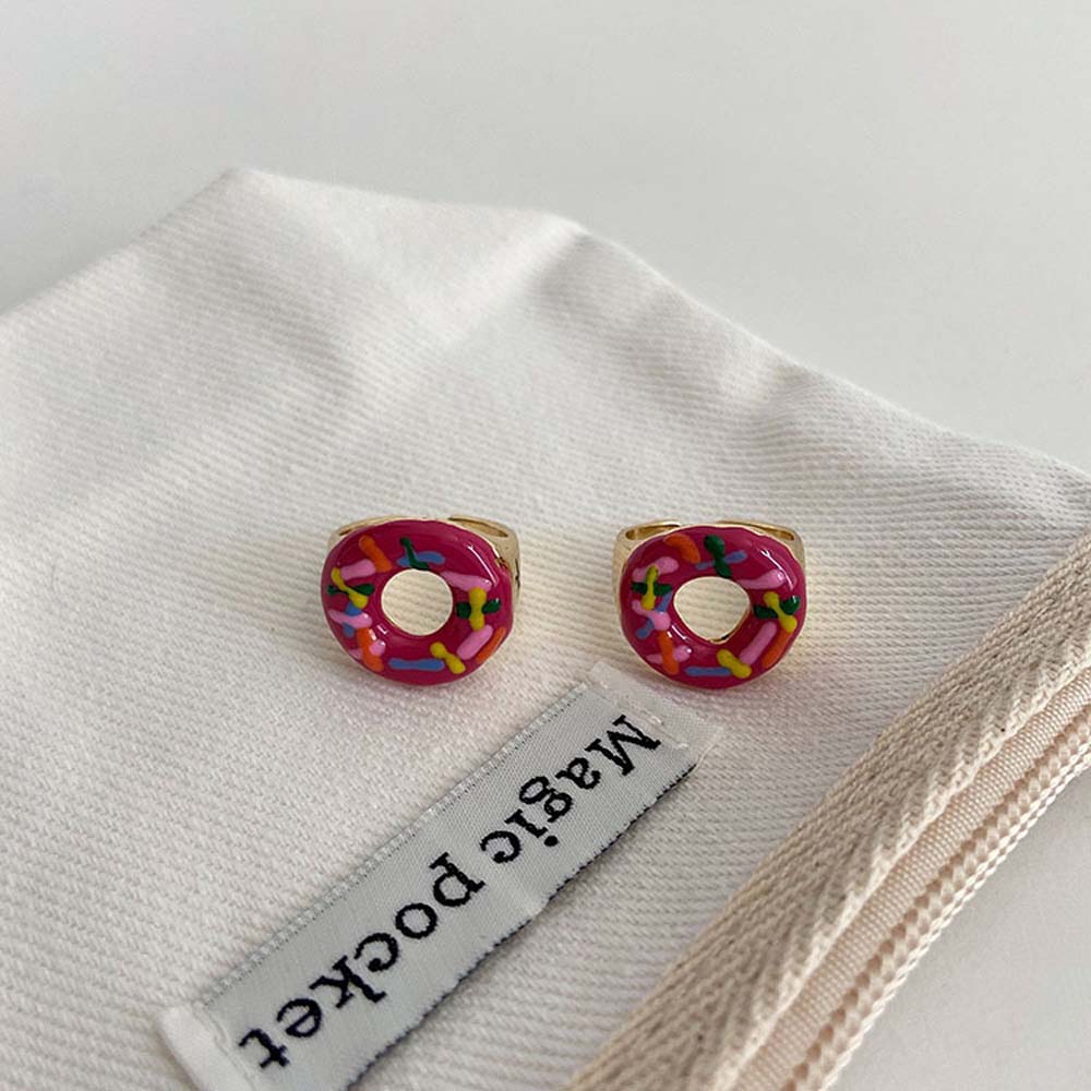 Dây Chuyền / Nhẫn Đeo Tay Kim Loại Mặt Hình Bánh Donut Dễ Thương Cho Nữ