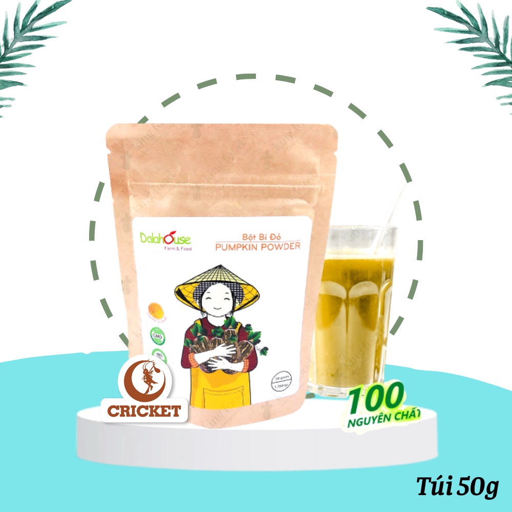 Bột bí đỏ Dalahouse 100% nguyên chất, giúp phát triển trí não cho bé, phòng ngừa tim mạch - Túi 50g