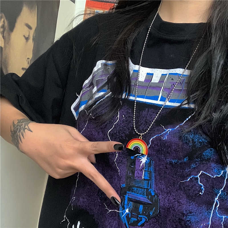 Vòng cổ chuỗi hạt cầu vồng phong cách Hàn Quốc trẻ trung dành cho nữ