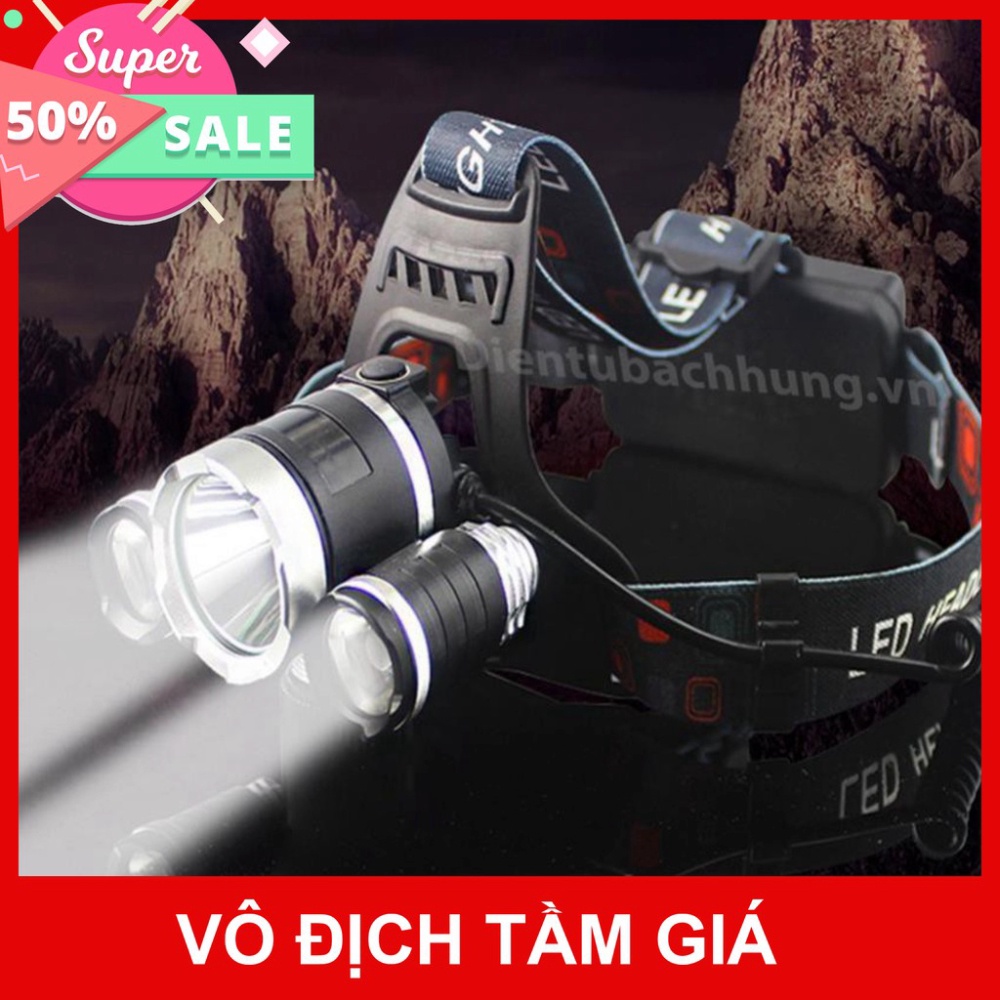 ĐÈN PIN ♥️FREESHIP♥️ Đèn Pin Đội Đầu 3 Bóng Led T6- Siêu Sáng,