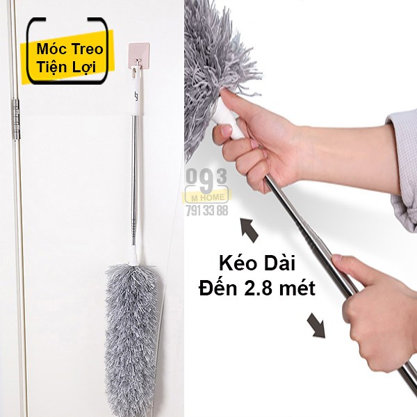 Combo Cây Lau Vệ Sinh Nhà Cửa Văn Phòng, Gậy Nối Dài 2.8 mét, Gồm 1 Bông Lau  360