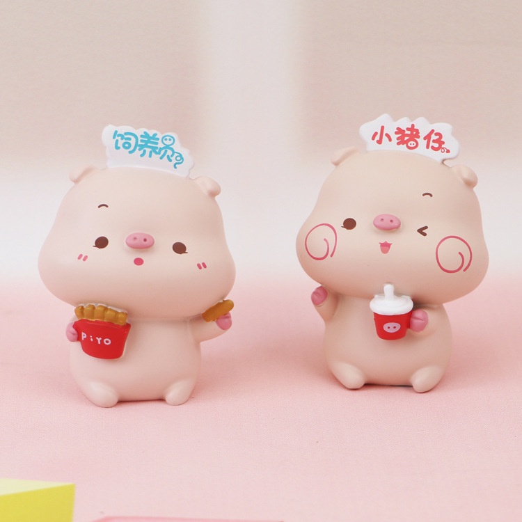 Set 6 mô hình heo lợn má hồng biểu cảm đáng yêu dễ thương để bàn học, làm việc, trang trí nhà cửa, quà tặng bạn bè - Ráp