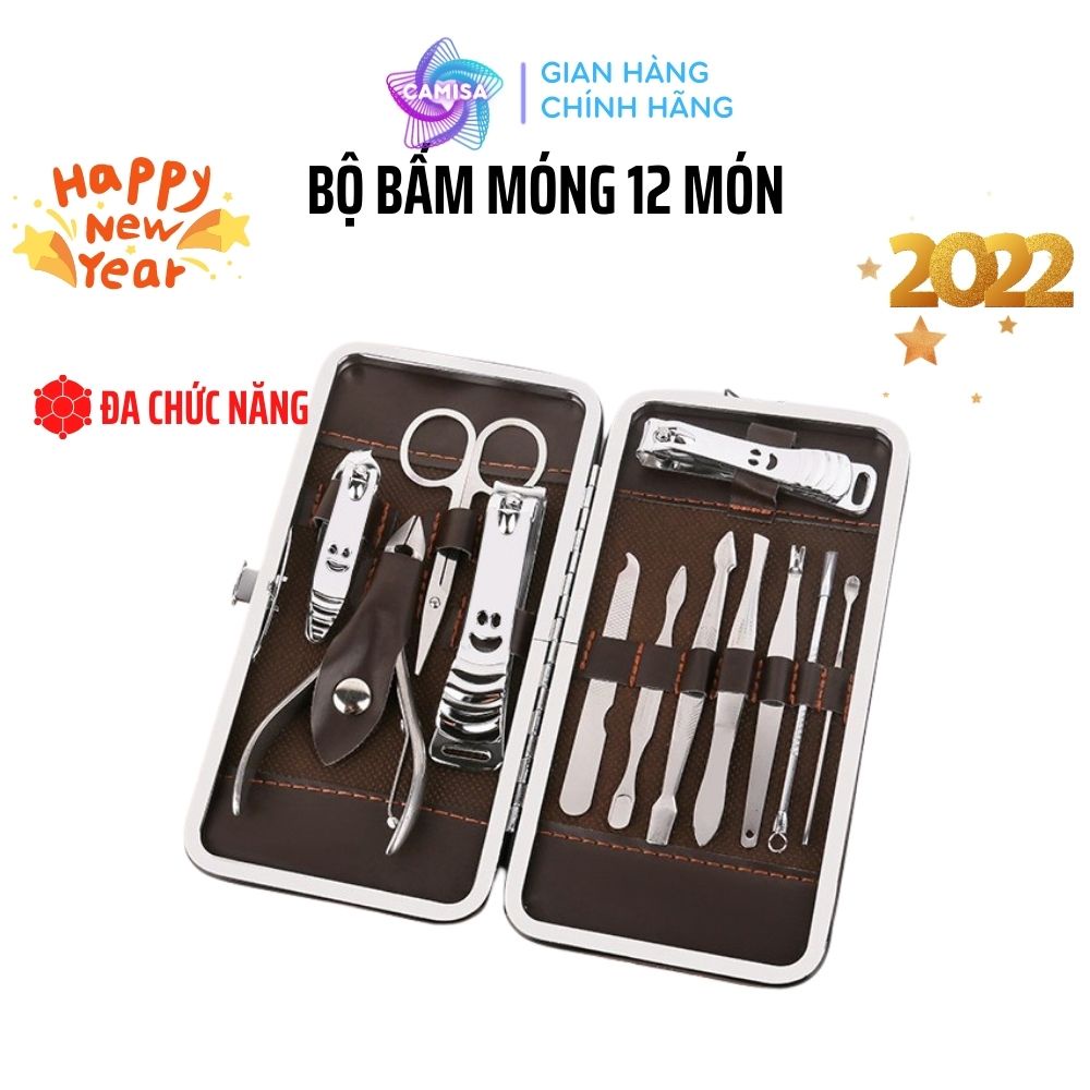 Bộ Chăm Sóc Móng 12 Món Bằng Thép Không Gỉ Hộp Da Cao Cấp ANVIHOM