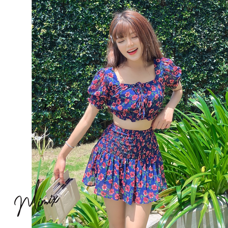 Set bộ nữ áo croptop kèm chân váy bo chun MIMIX CA6170