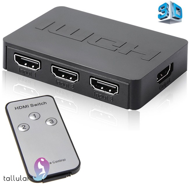 HDMI Splitter 3 Port Hub Box Auto Switch 3 In 1 Out Switcher 1080p HD with Remote Control for XBOX360 PS3 HDTV Projector