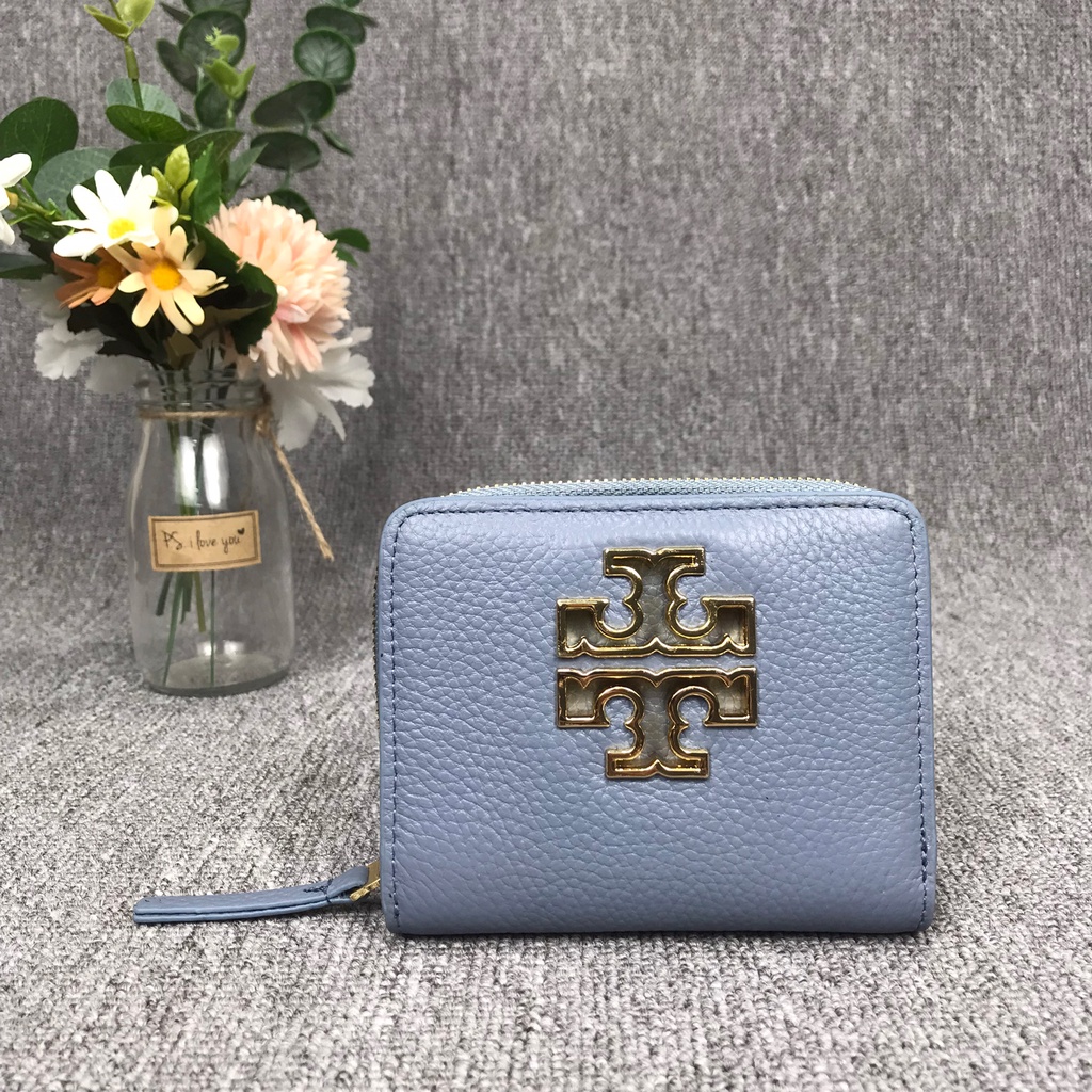 Ví gập nữ cầm tay Tory burch britten xuất dư xịn chất liệu da thật, nhiều ngăn đựng tiền thẻ card tiện dụng