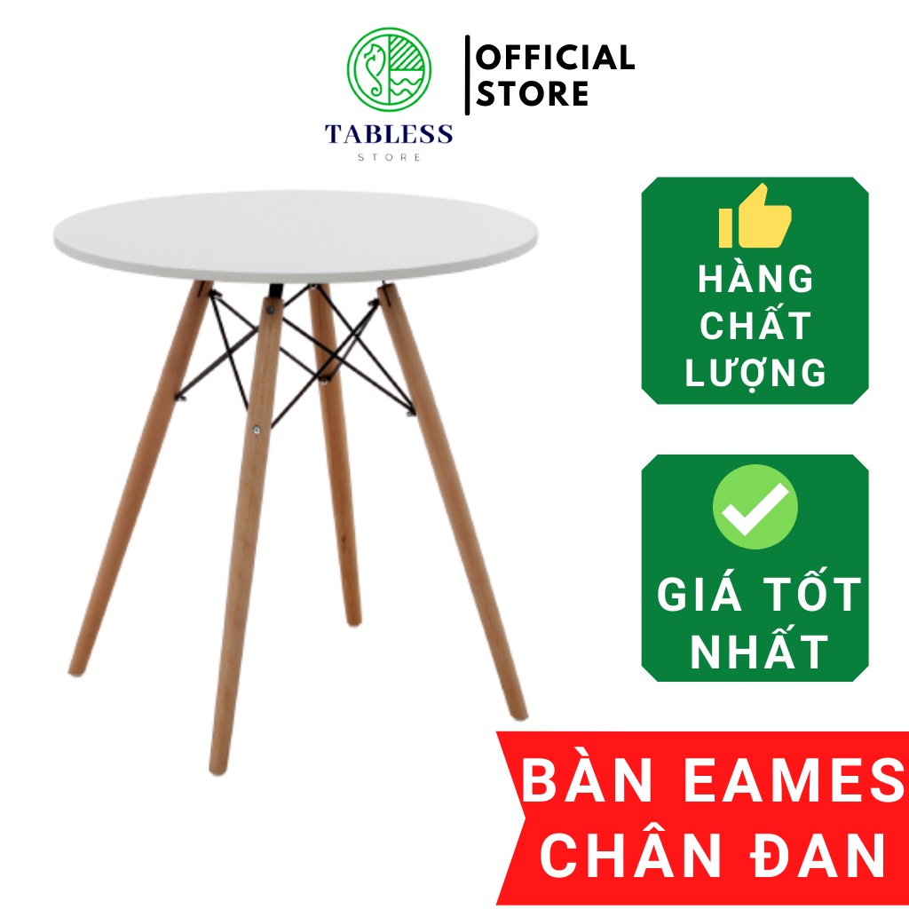 BÀN EAMES TRÒN Đường Kính 60cm chân Gỗ Bàn Làm Việc,Bàn Ăn,Cafe-Hàng Nhập Khẩu(CAM KẾT NHƯ HÌNH 100%)-TABLESS STORE