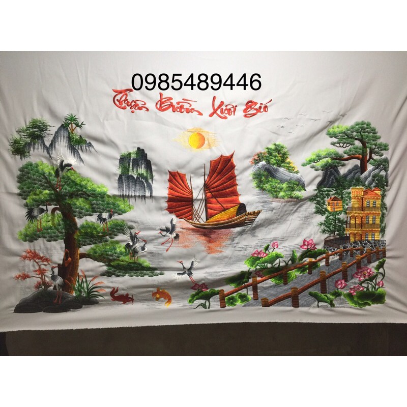 tranh thêu thành phẩm loại một kt75*120cm