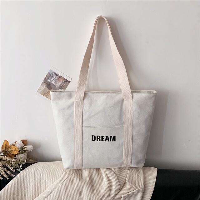 Túi Tote Nữ DREAM YOLA SHOP Túi Vải Hàn Quốc đeo vai nữ to vừa A4, đựng đồ đi học đi làm đi chơi