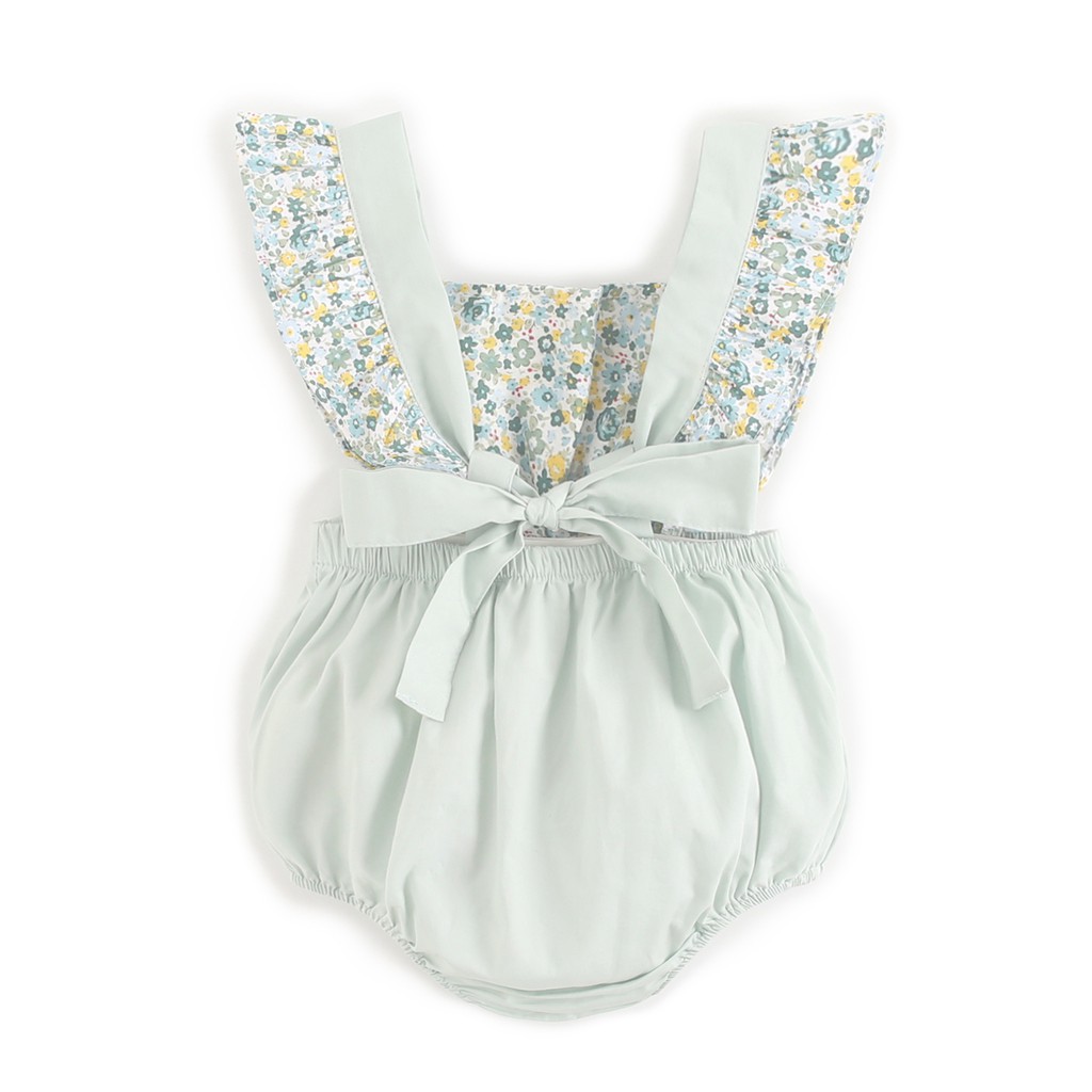 Áo liền quần ngắn Sanlutoz bằng cotton thiết kế không tay phong cách công chúa cho bé gái sơ sinh