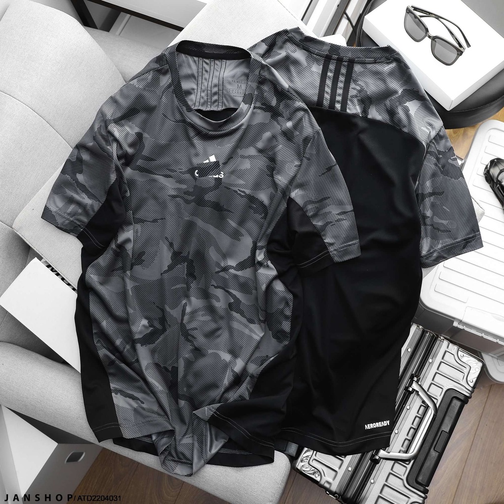 Áo Thun Thể Thao Thiết Kế 2 Tông Màu Camo Đậm Chất Cá Tính Ráp Nối Trước Sau Khoẻ Mạnh Và Năng Độ