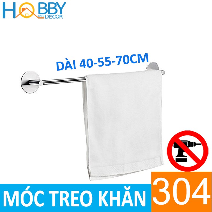 Thanh treo quần áo phòng tắm Hobby Home Decor TT dán tường gạch men, kính - 2 kích thước tuỳ chọn - kèm keo dán