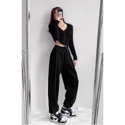 Quần nỉ jogger nữ - quần nỉ bo gấu chất da cá cực đẹp Kanimi
