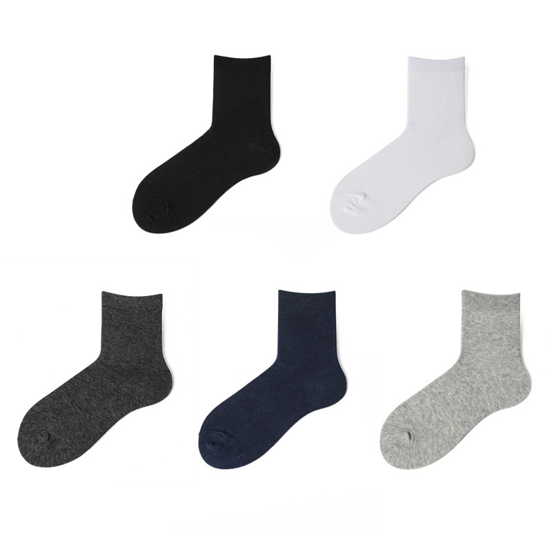 Student Korean Hot Spring And Summer Cotton Socks Solid Color Men Business Casual 5 Pairs Of Sport Socks Male Breathable Cycling Fashion Female